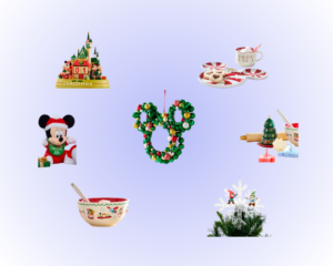 Collage of Disney holiday shopping guide items