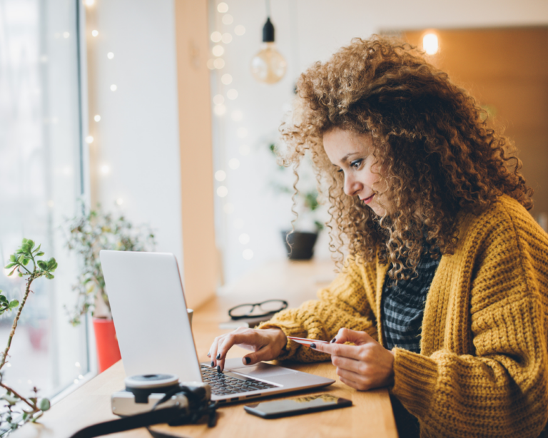 An online shopper at her computer