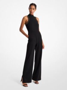 Michael Kors — Astor Stud Crepe Jumpsuit- Holiday Party Fashion