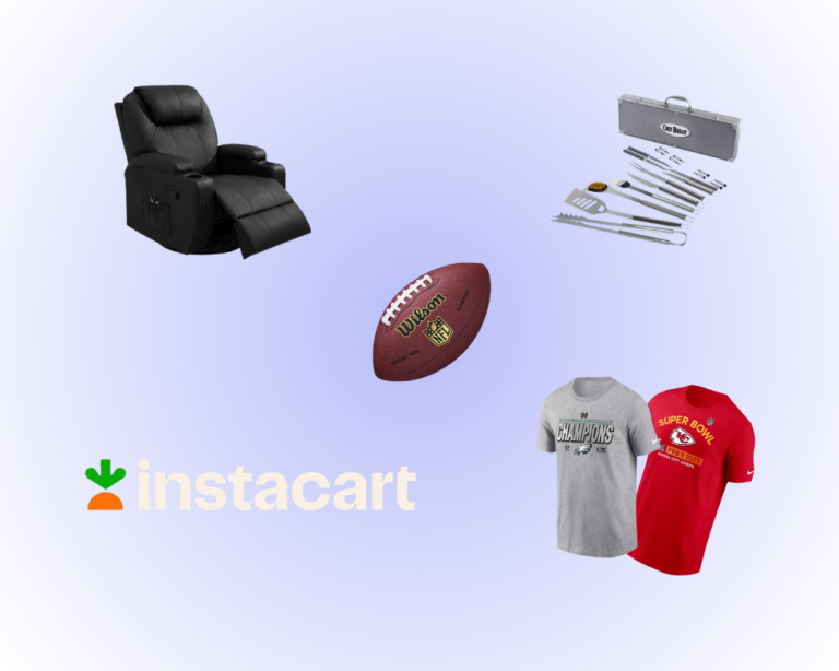 Collage of featured products in game day shopping guide